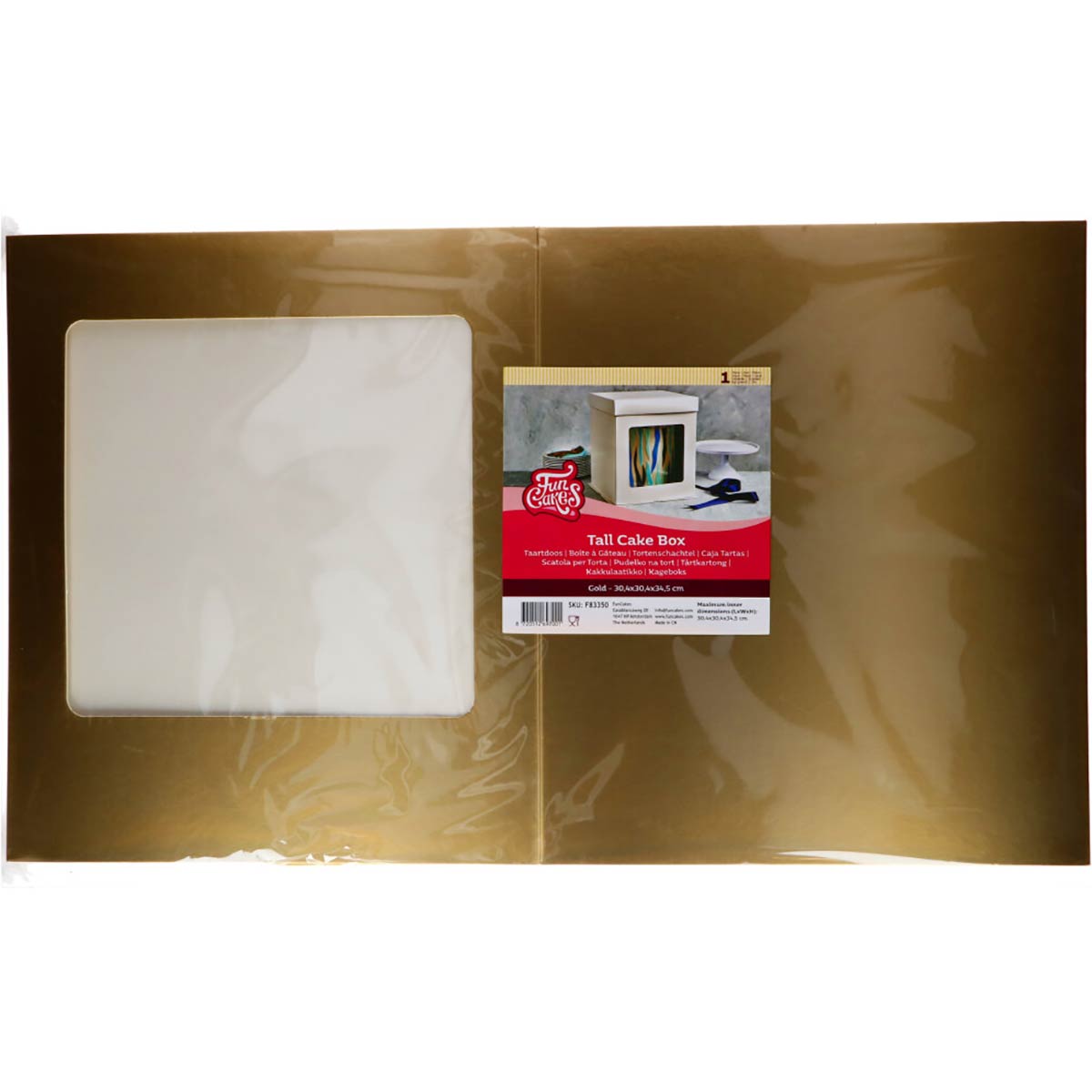 FunCakes Tall Cake Box 30,4 x 30,4 x 34,5 cm - Goud