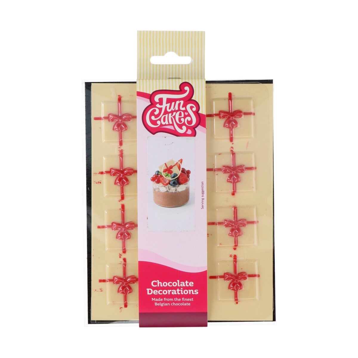 FunCakes Chocolade Decoraties Cadeau Wit/Rood pk/12