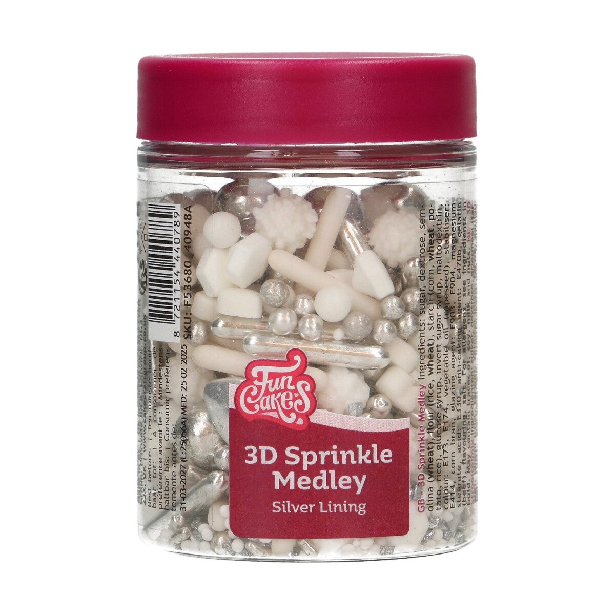 FunCakes 3D Sprinkle Medley - Silver Lining 70g