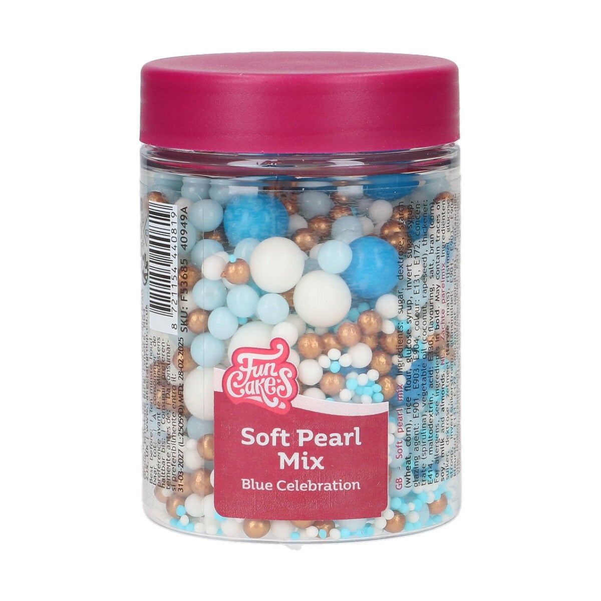 FunCakes Soft Pearls Mix Blue Celebration 80g