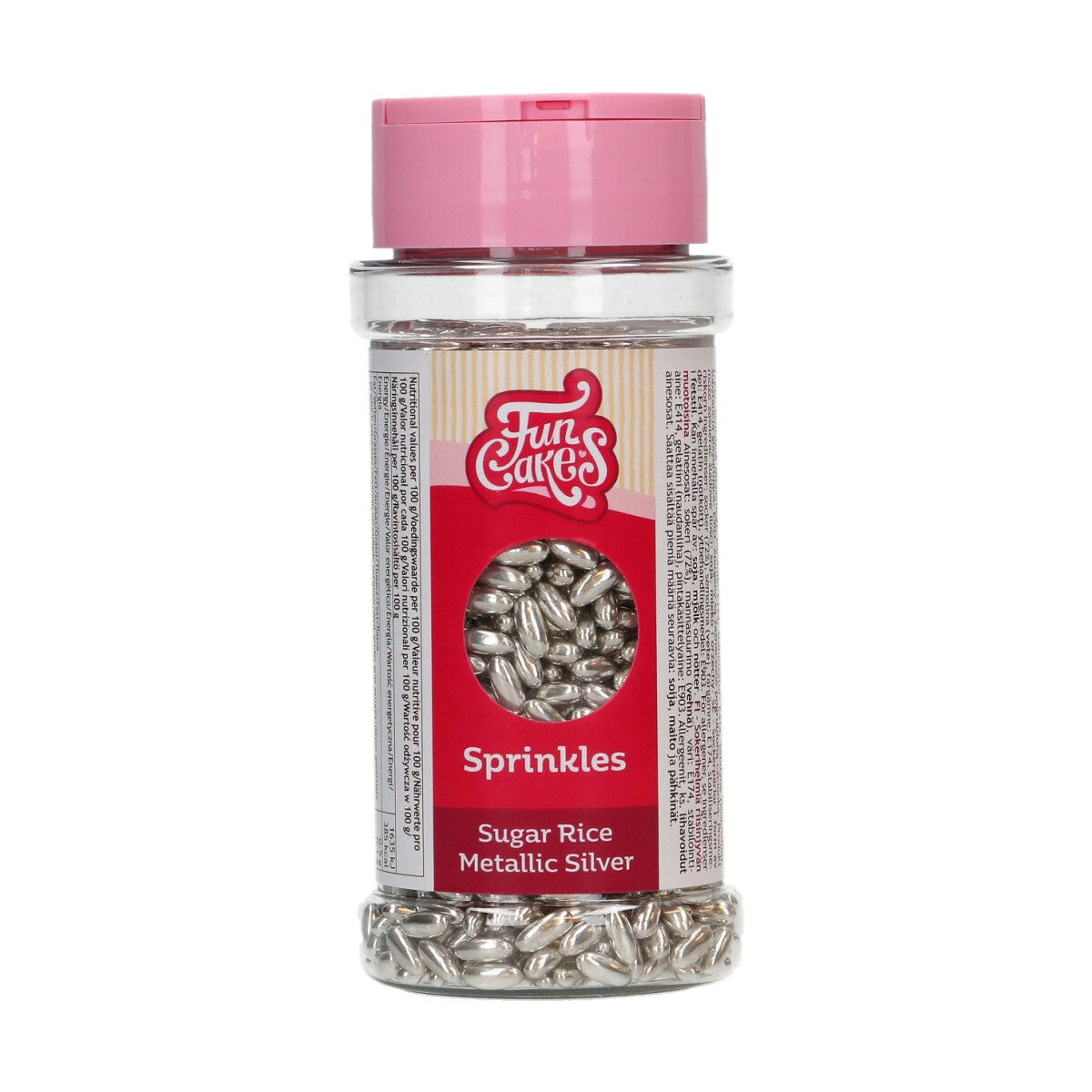 FunCakes Sugar Rice Metallic Silver 80 g