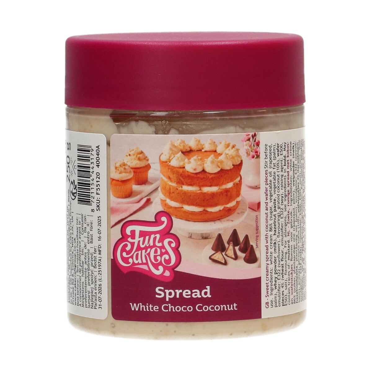 FunCakes Spread Crunchy White Choco Coconut 250 g