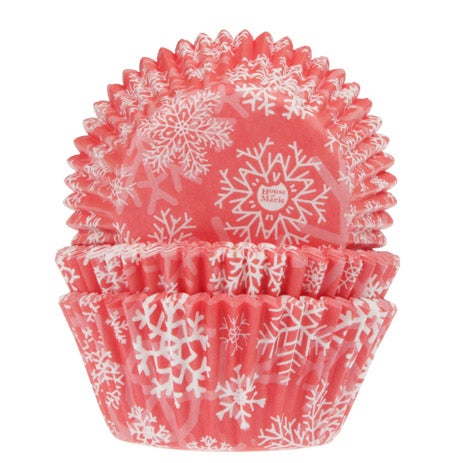 House of Marie Cupcakevormpjes Sneeuwkristal Rood pk/50