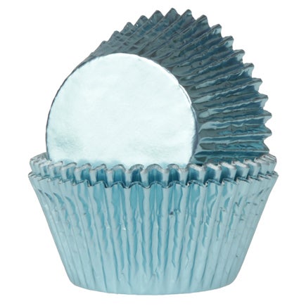 House of Marie Mini Cupcakevormpjes Folie Baby Blauw pk/36