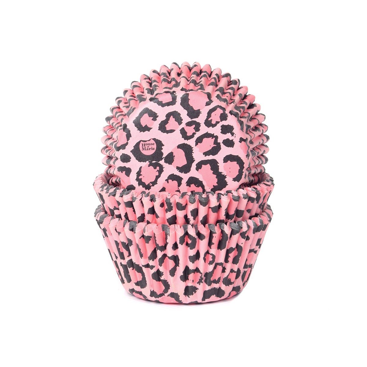 House of Marie Cupcakevormpjes Luipaard Roze pk/50