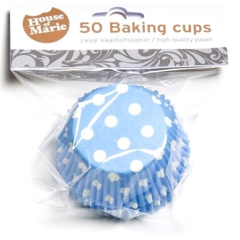 House of Marie Baking cups Stip Blauw - pk/50