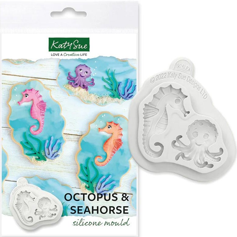 Katy Sue Octopus en Zeepaardje Siliconen mal