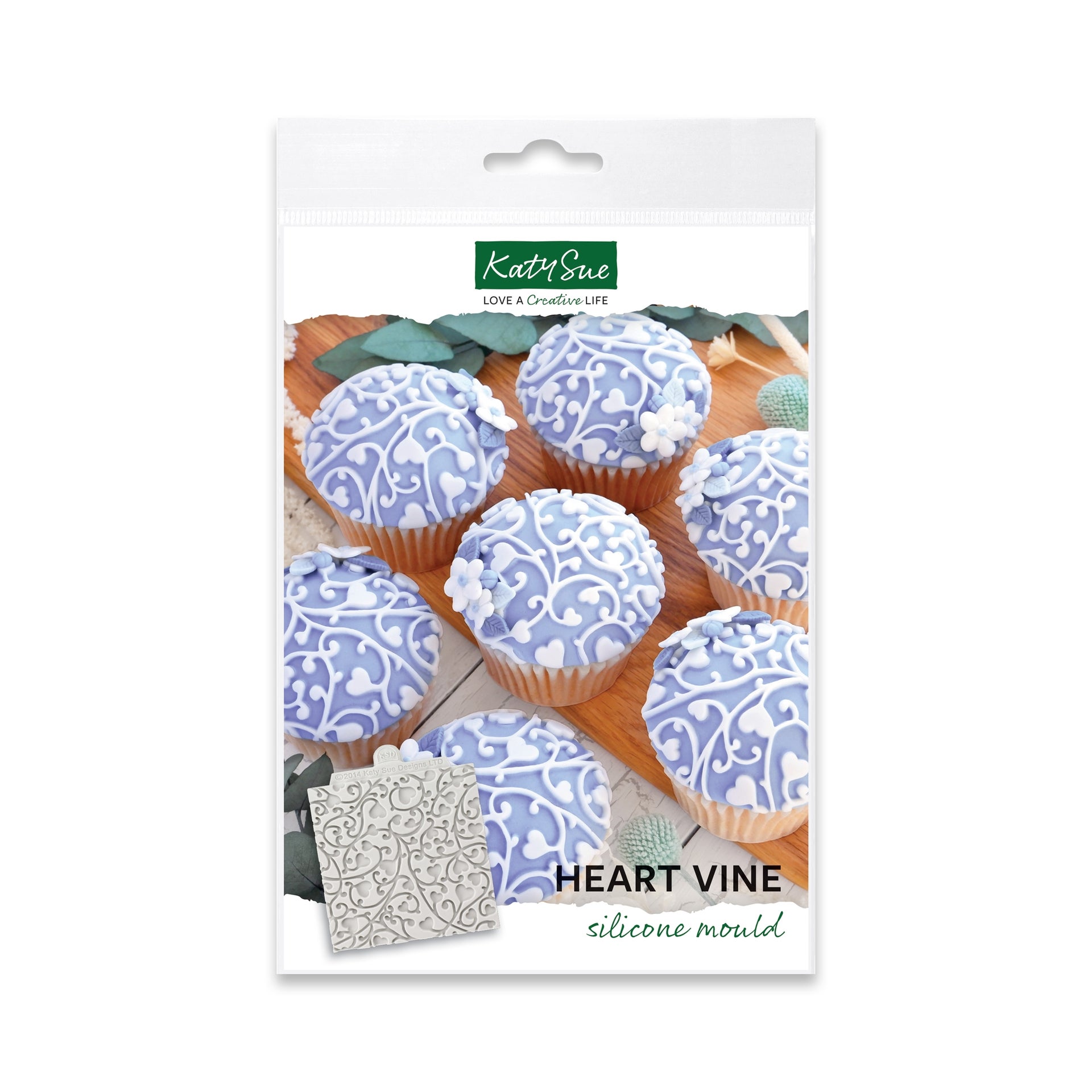 Katy Sue Silicone Mould - Heart Vine Textuur Mat