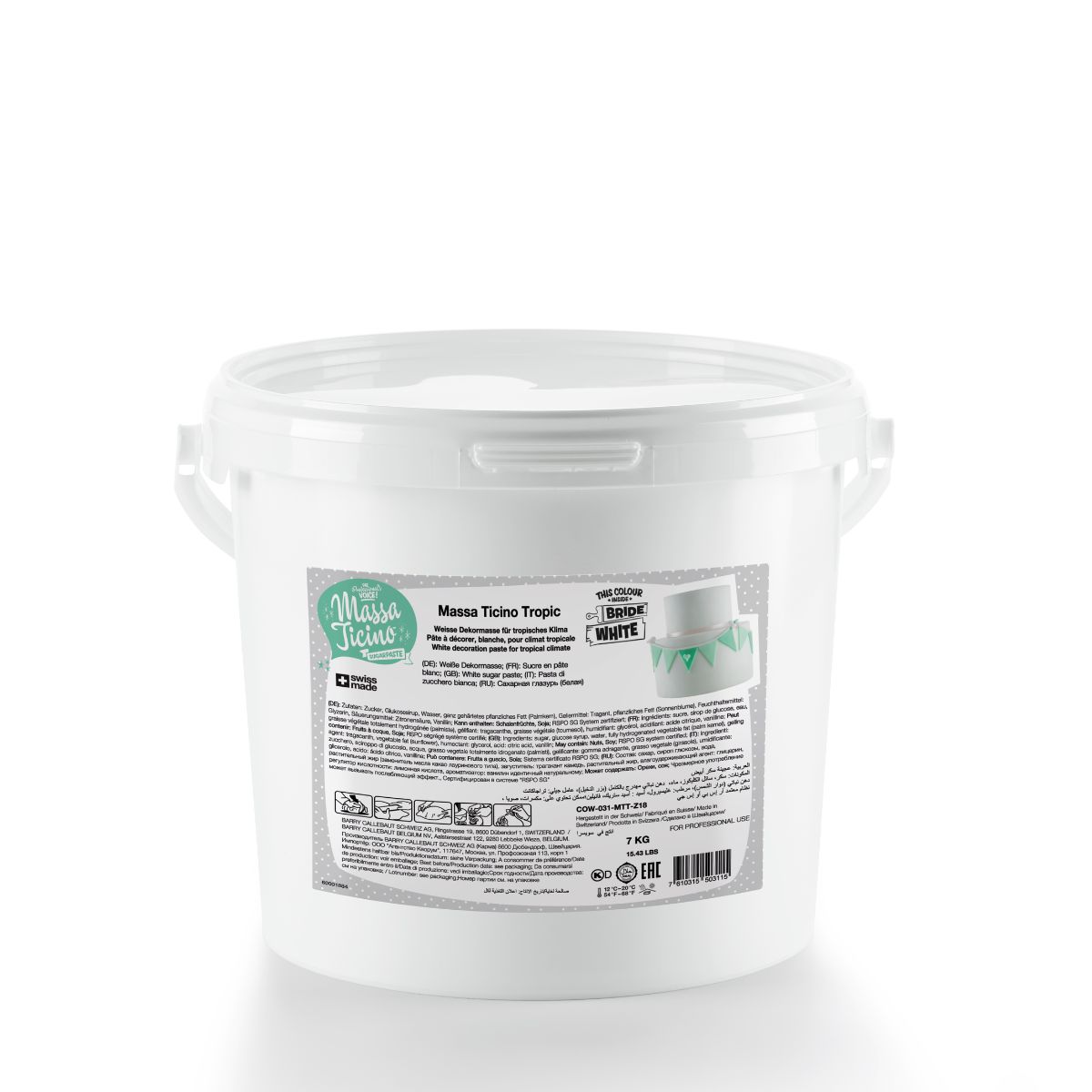 Massa Ticino Tropic Fondant 7 kg Wit
