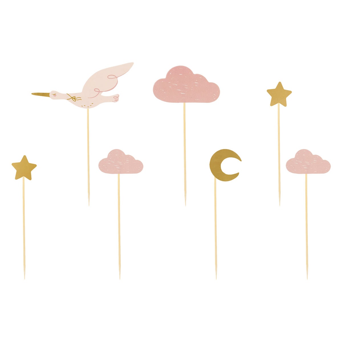 PartyDeco Cupcake Toppers - Ooievaar pk/7