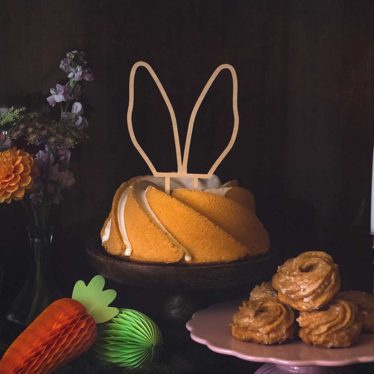 PartyDeco Houten Topper Konijnenoren