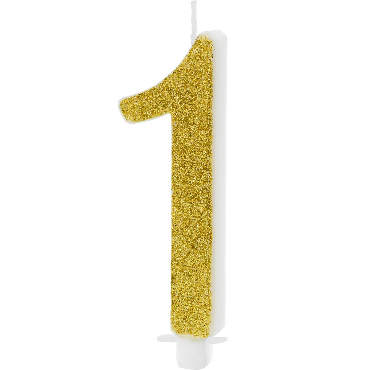 PartyDeco Verjaardagskaars Number 1 - Modern Gold