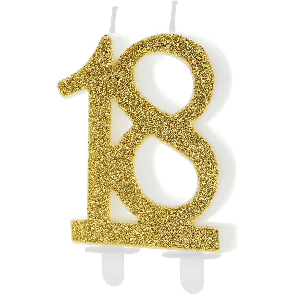 PartyDeco Verjaardagskaars Nummer 18 - Modern Gold