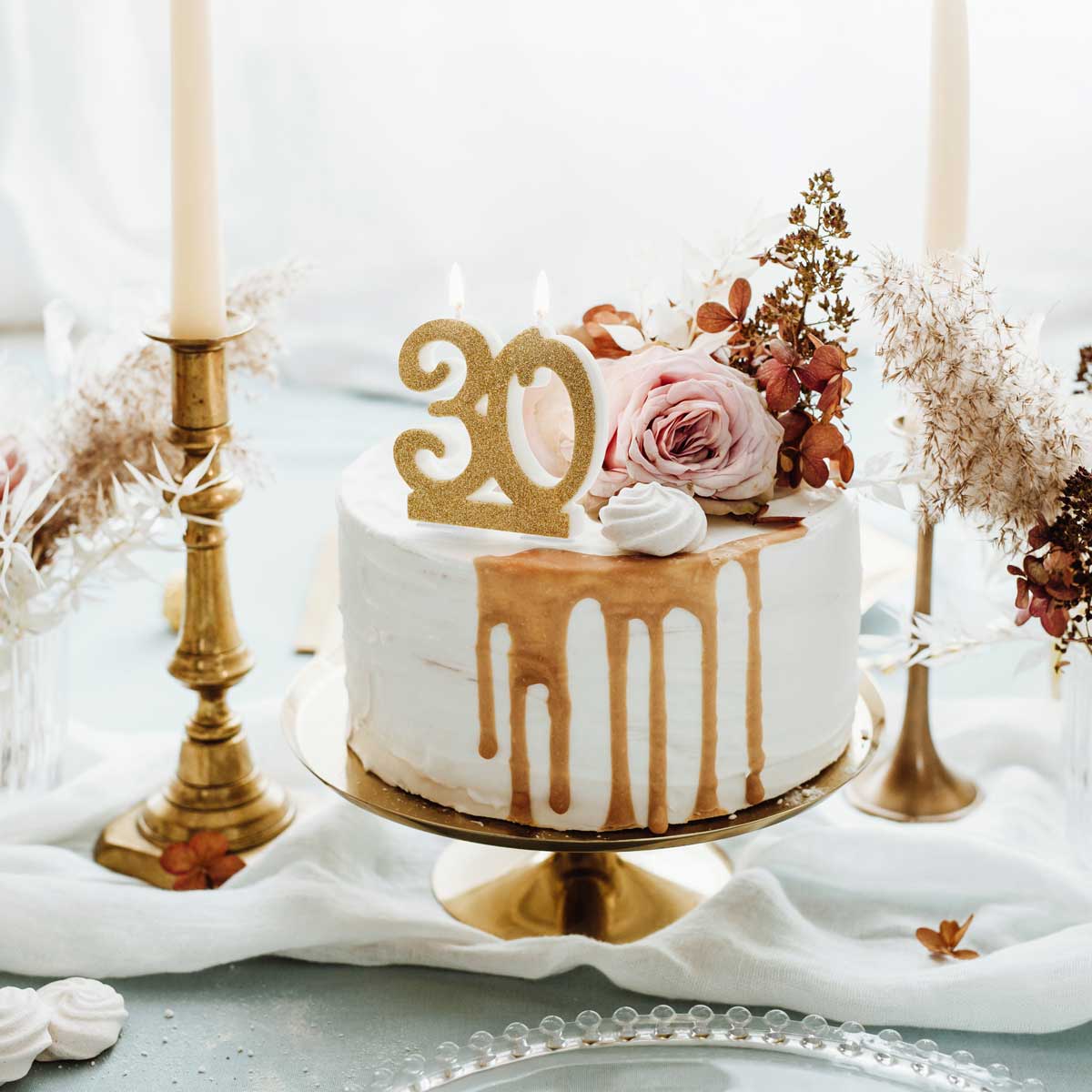 PartyDeco Verjaardagskaars Nummer 30 - Modern Gold