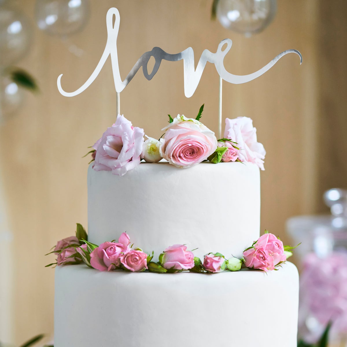 PartyDeco Cake Topper Love - Zilver