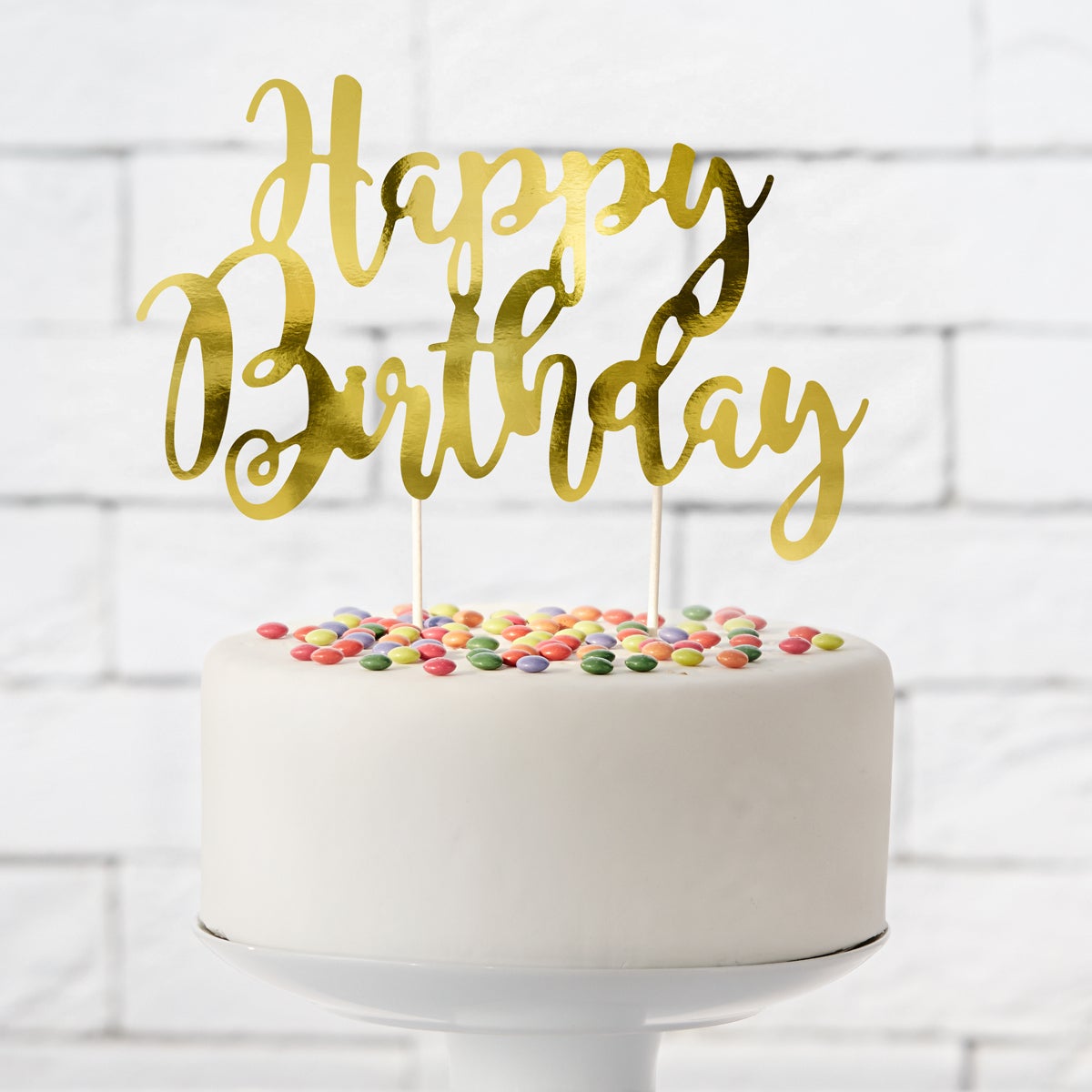 PartyDeco Cake Topper Happy Birthday - Goud
