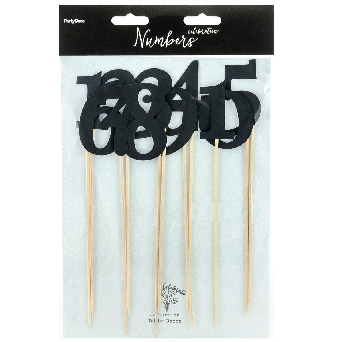 PartyDeco Cake Toppers Tafelnummers - Zwart Set/11