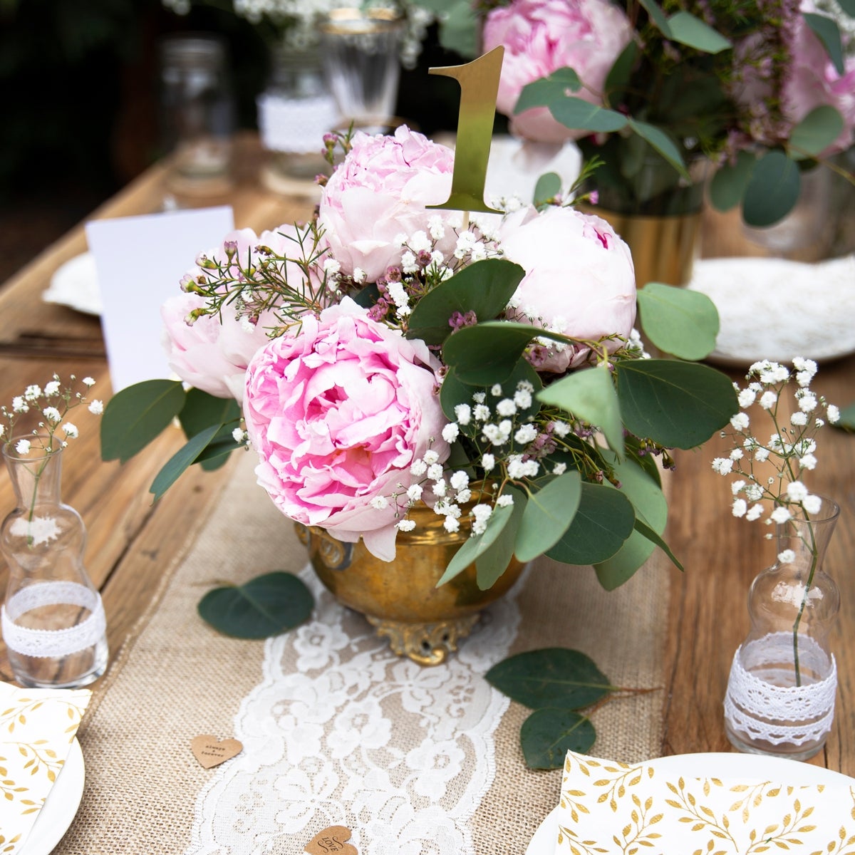 PartyDeco Cake Toppers Tafelnummers - Goud Set/11