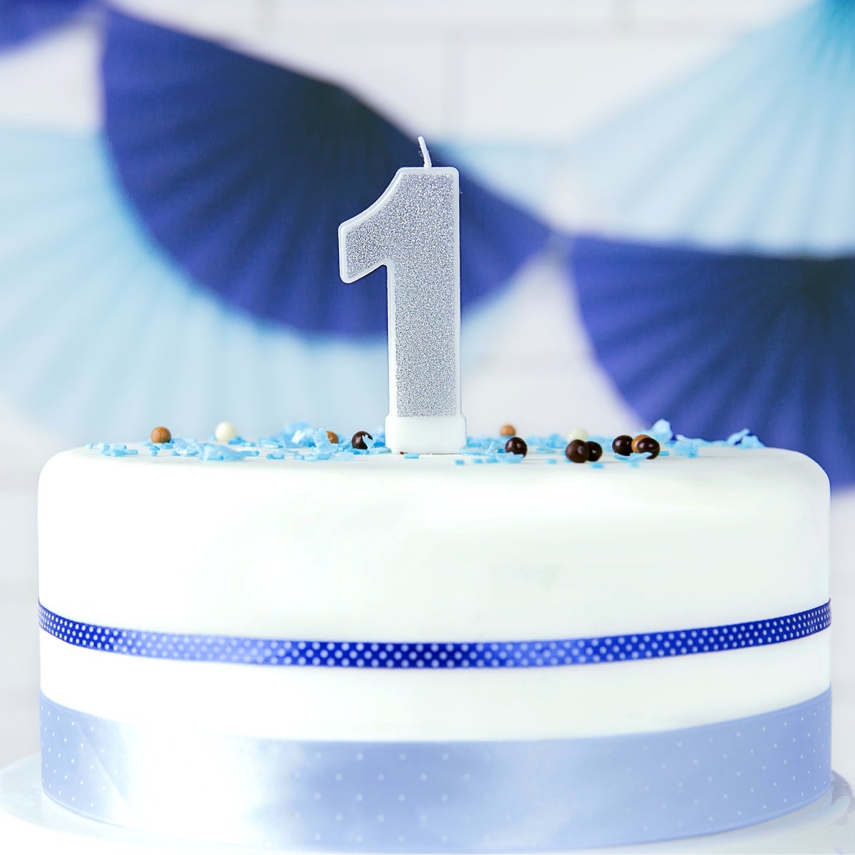 PartyDeco Verjaardag Kaars Nummer 1 - Zilver