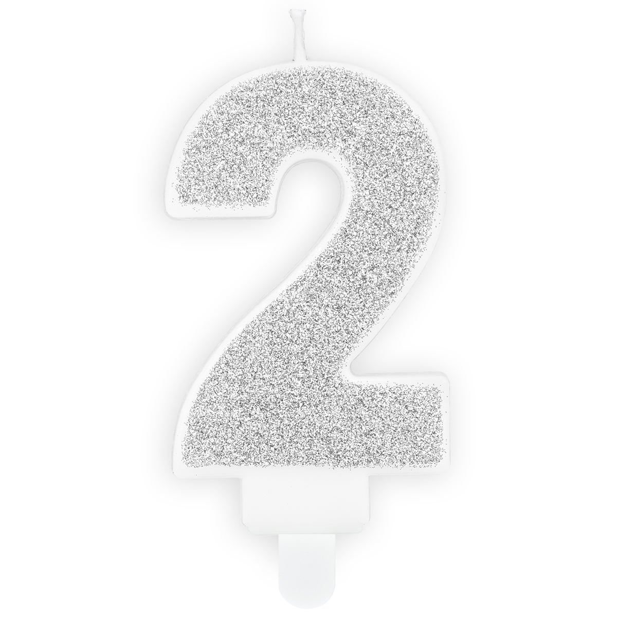 PartyDeco Verjaardag Kaars Nummer 2 - Zilver