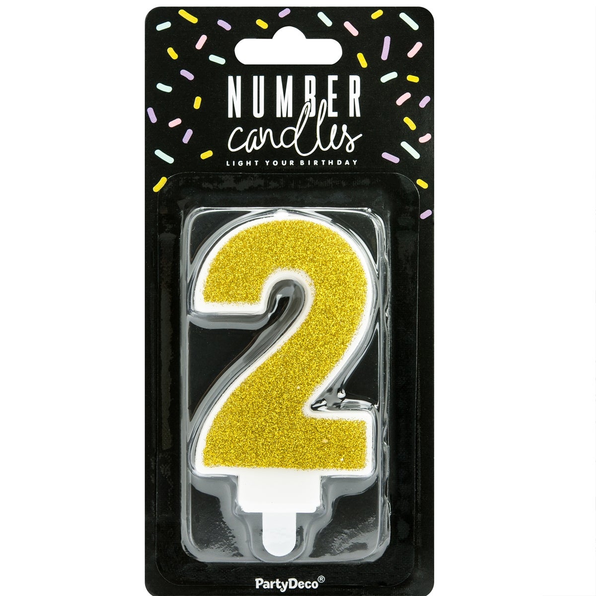 PartyDeco Verjaardag Kaars Nummer 2 - Goud