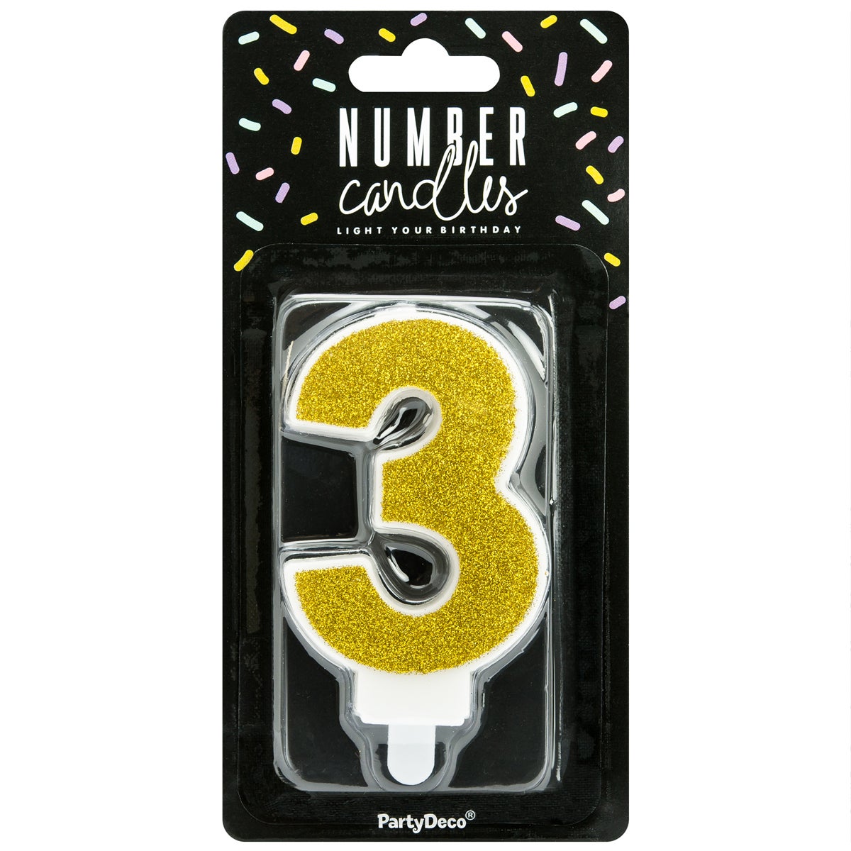 PartyDeco Verjaardag Kaars Nummer 3 - Goud