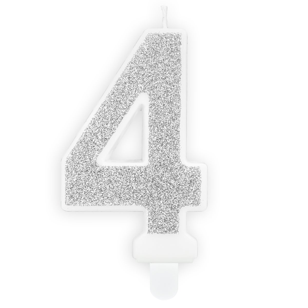 PartyDeco Verjaardag Kaars Nummer 4 - Zilver