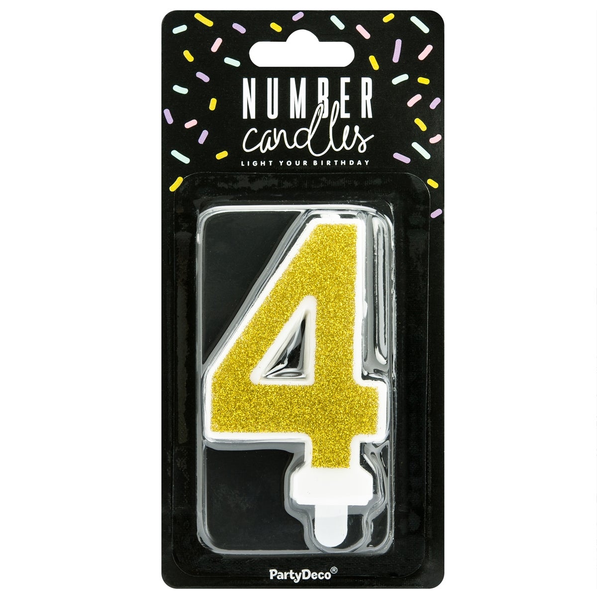 PartyDeco Verjaardag Kaars Nummer 4 - Goud
