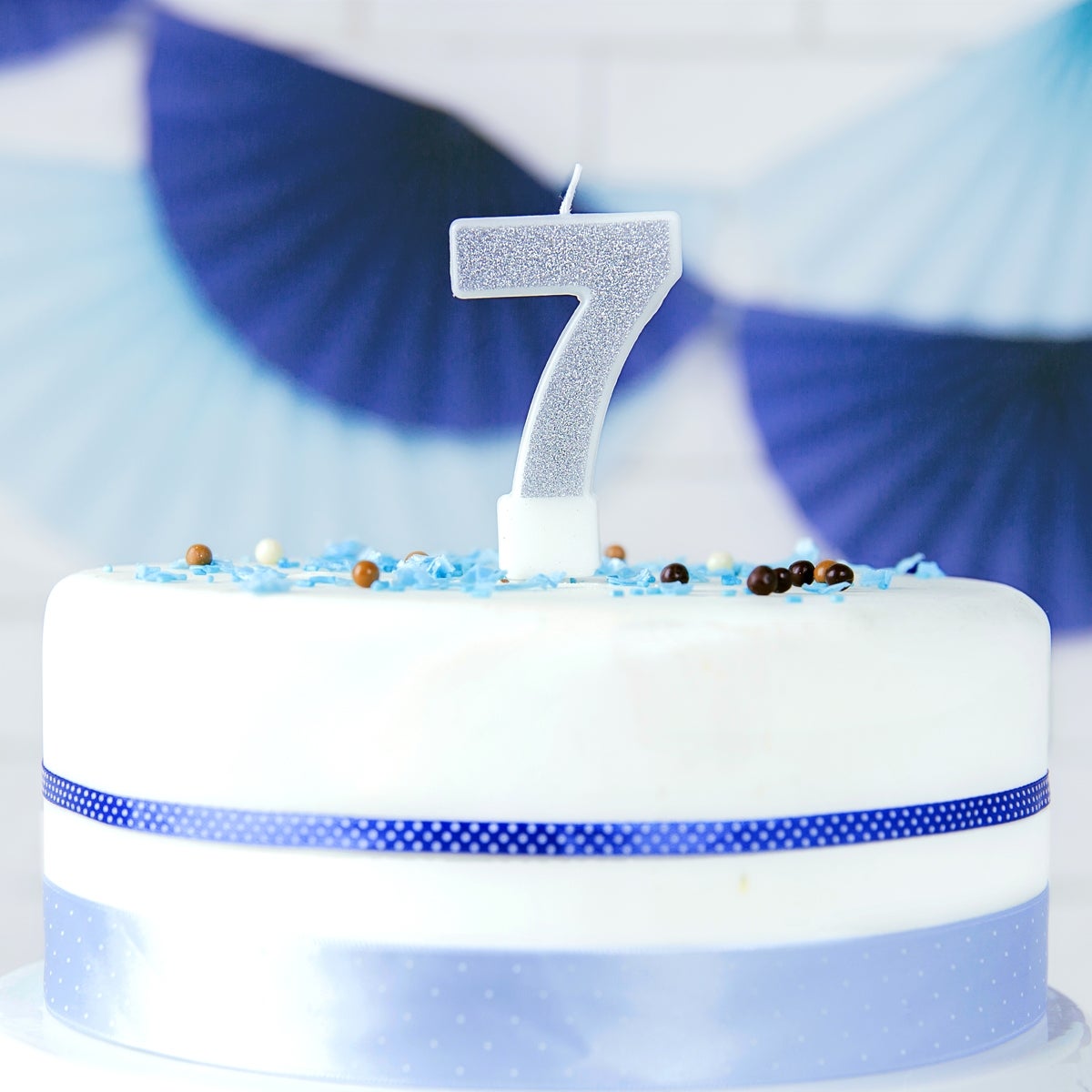 PartyDeco Verjaardag Kaars Nummer 7 - Zilver
