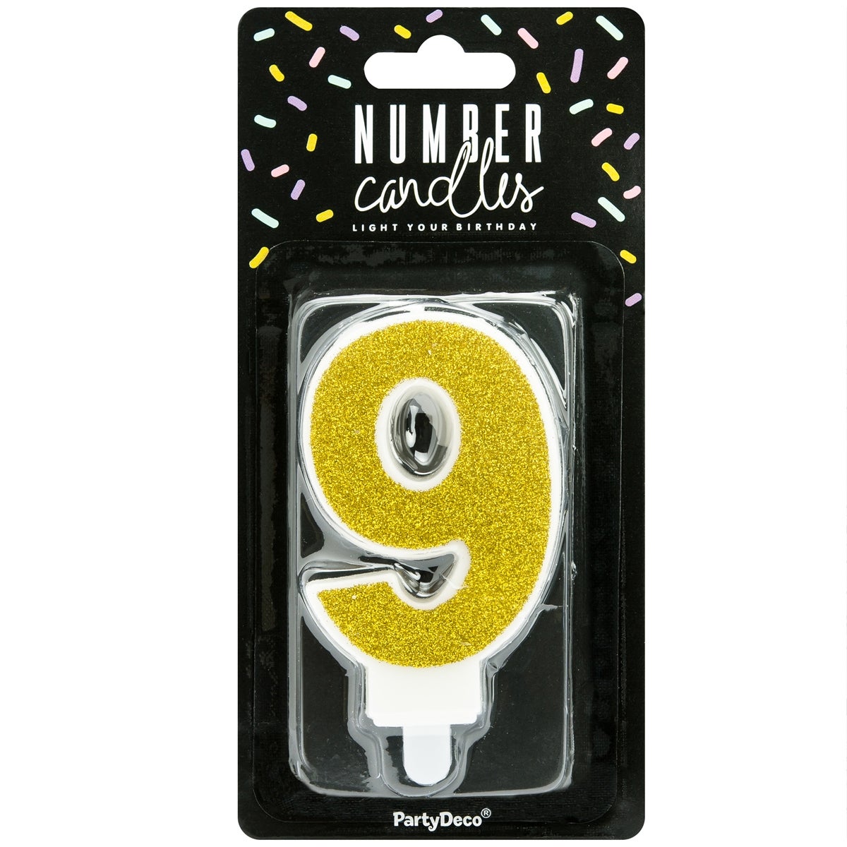 PartyDeco Verjaardag Kaars Nummer 9 - Goud