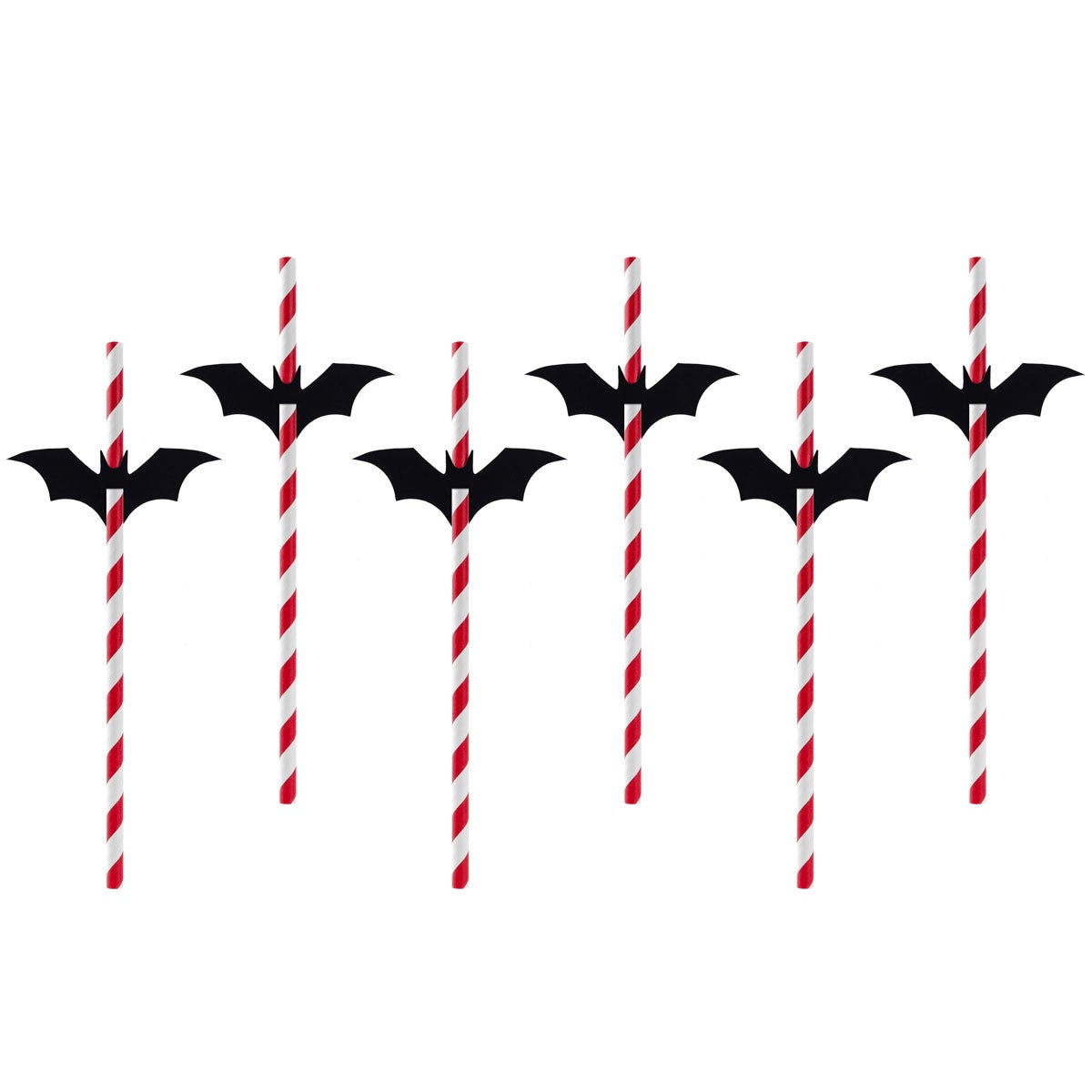 PartyDeco Papieren rietjes Vleermuizen pk/6