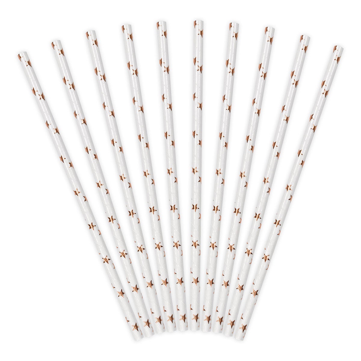 PartyDeco Papieren Rietjes sterren Rosegoud pk/10