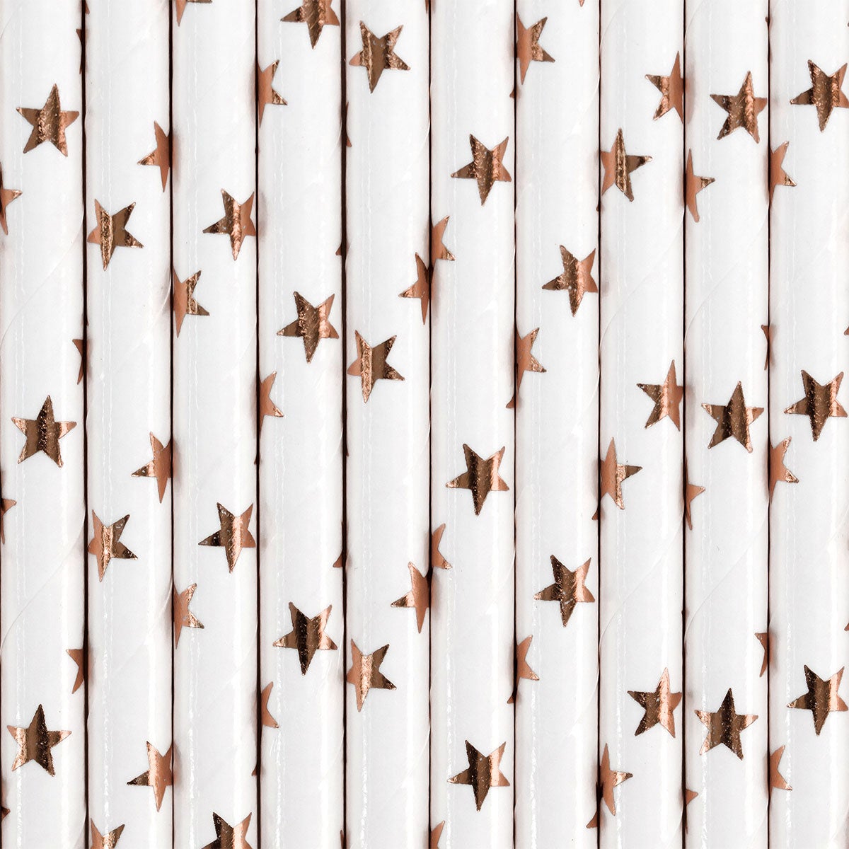 PartyDeco Papieren Rietjes sterren Rosegoud pk/10