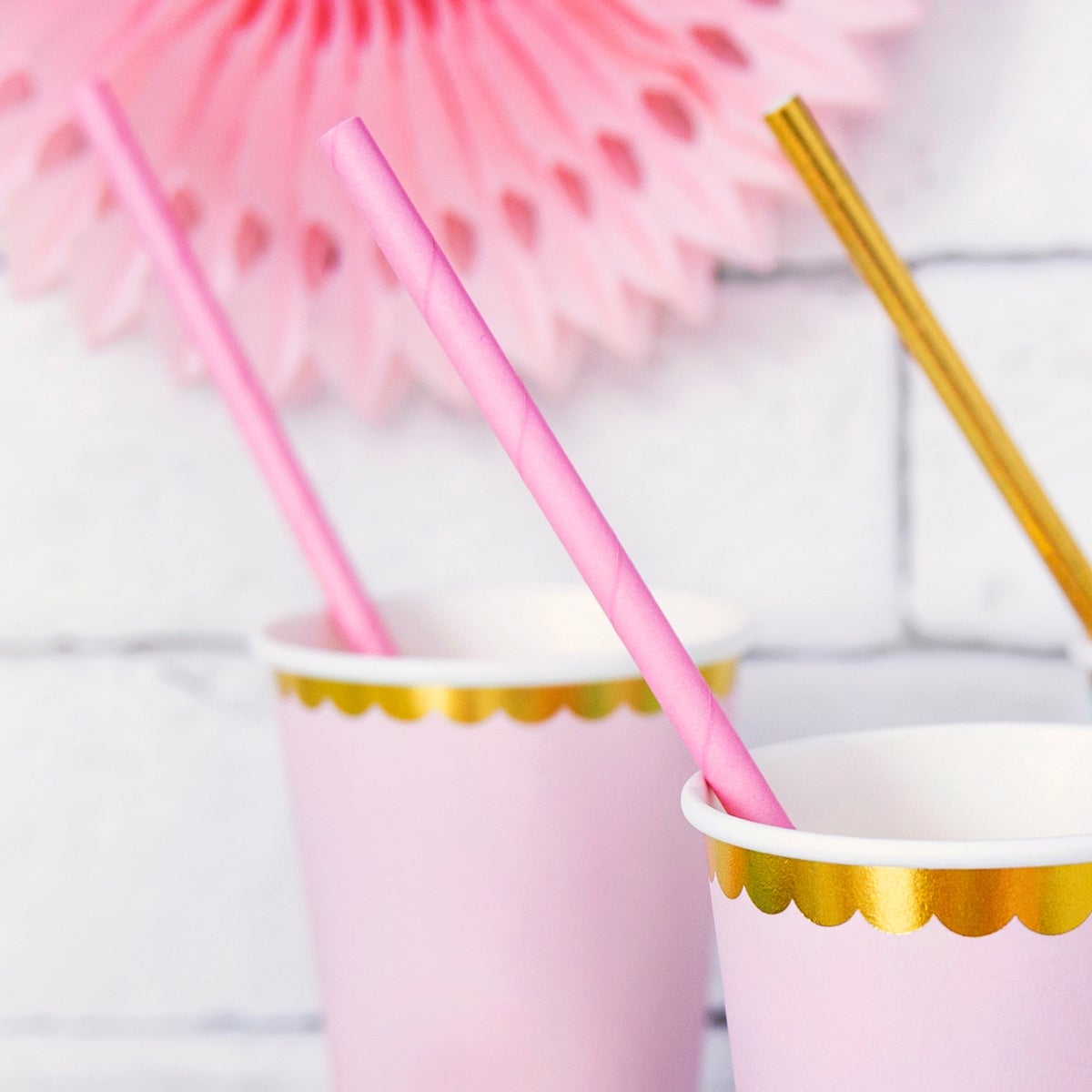 PartyDeco Papieren Rietjes Light Roze pk/10