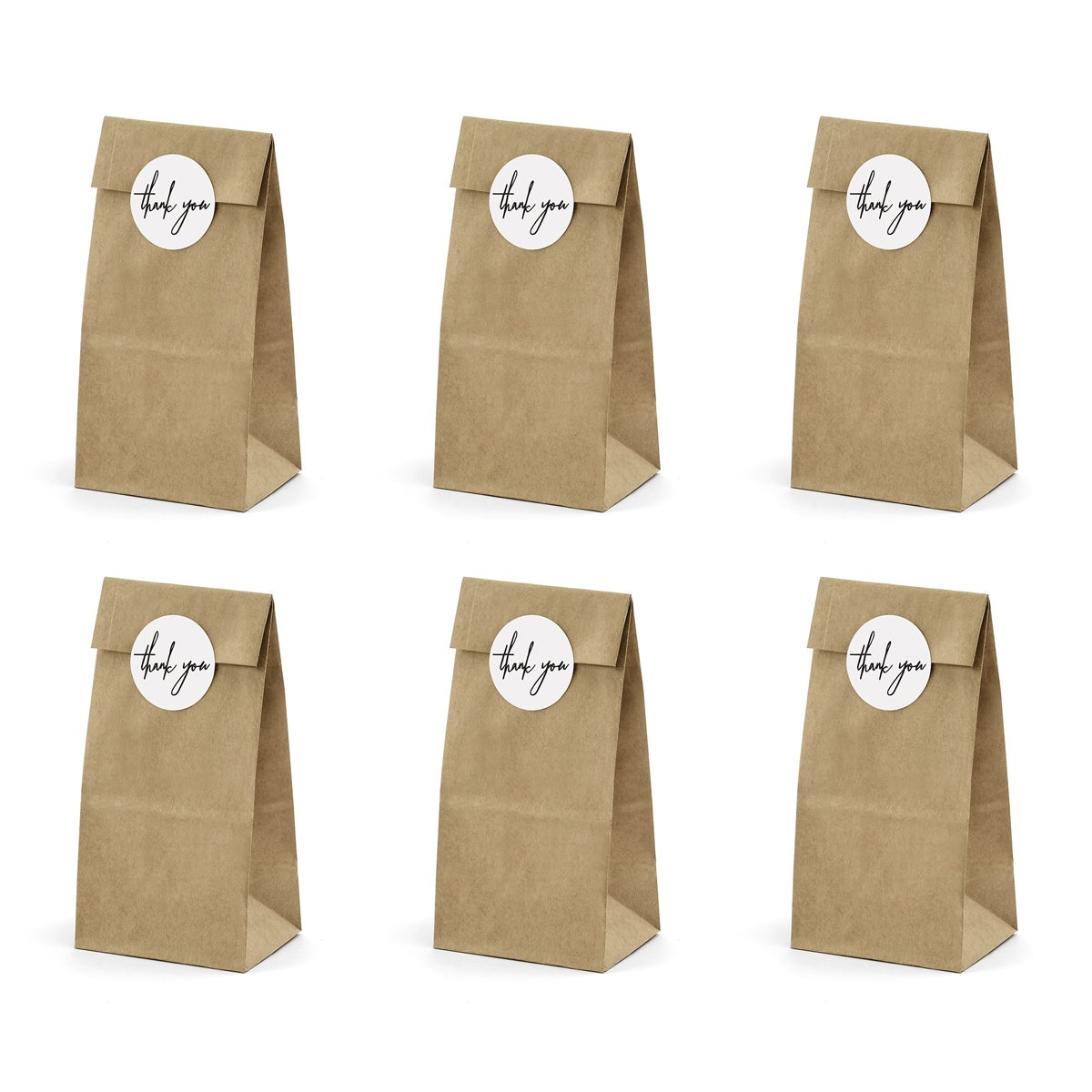 PartyDeco Traktatie zakjes Kraft Papier pk/6