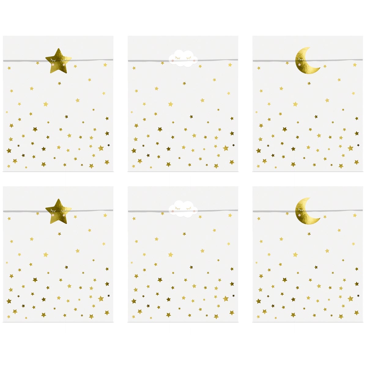 PartyDeco Traktatie Zakjes - Kleine Ster 13x14cm pk/6