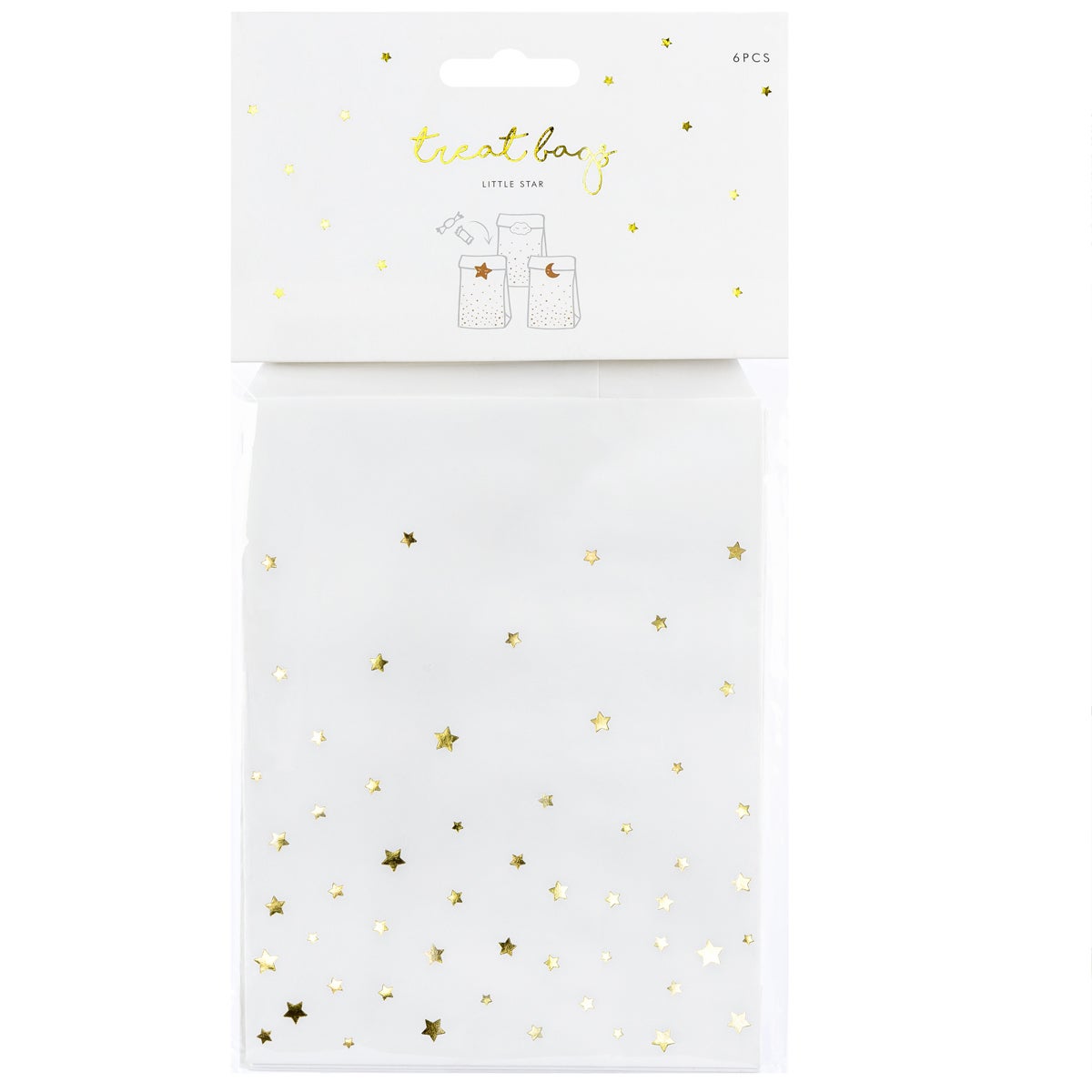 PartyDeco Traktatie Zakjes - Kleine Ster 13x14cm pk/6