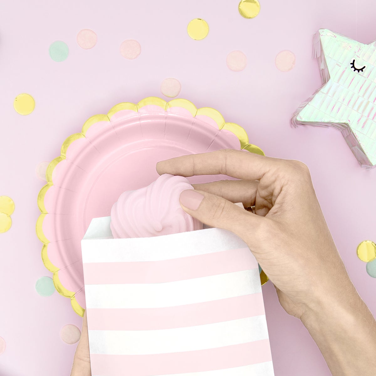 PartyDeco Borden Licht Roze 18cm pk/6