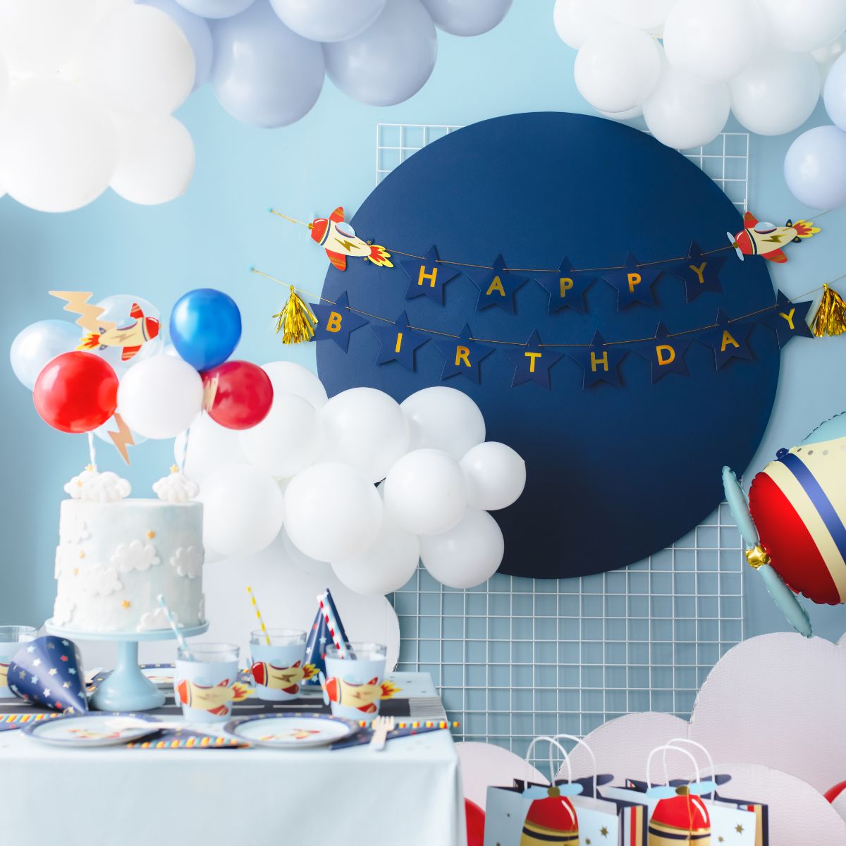 PartyDeco Ballon-Cake Topper Kit 29cm - Vliegtuig