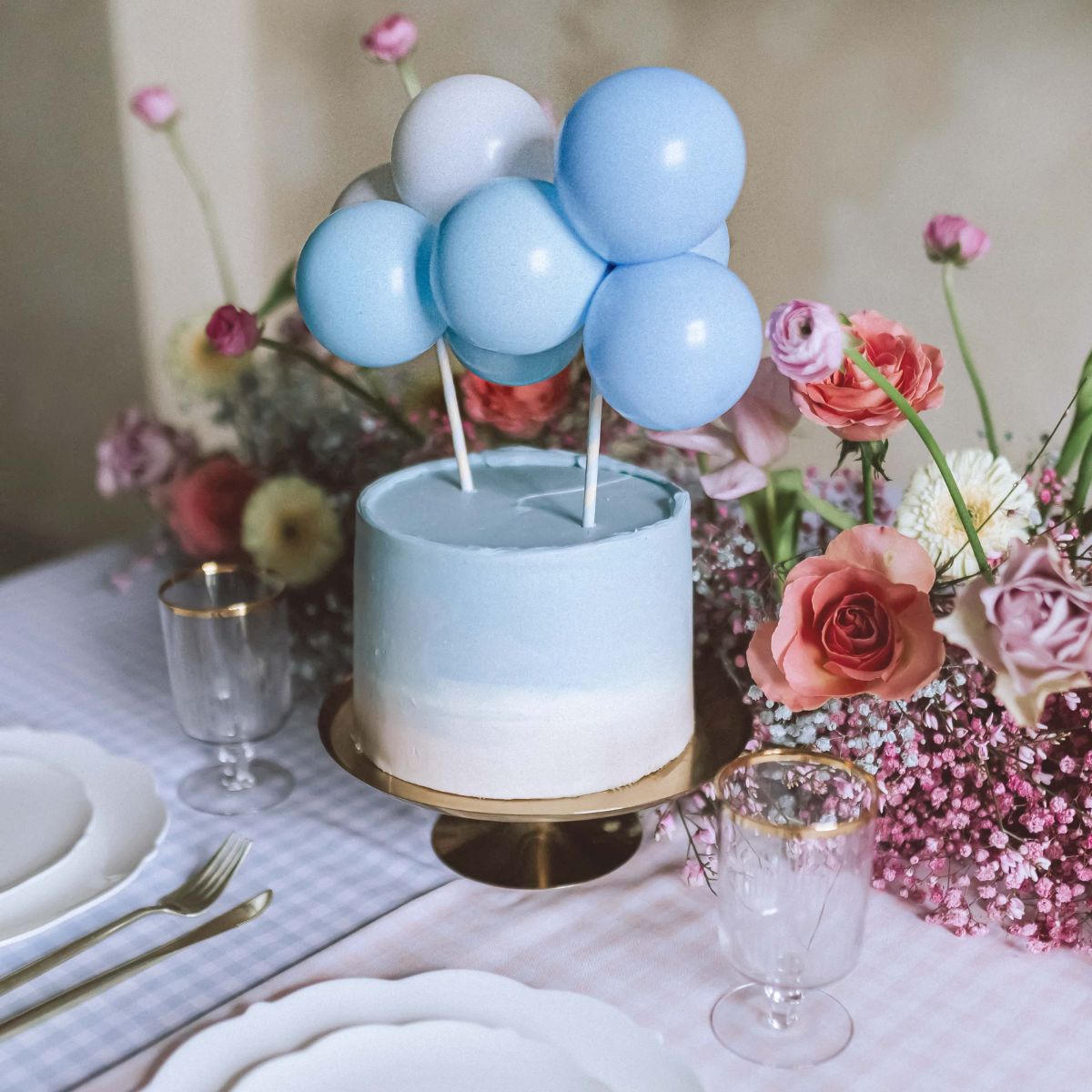PartyDeco Ballon-Cake Topper Kit 29cm - Blauw