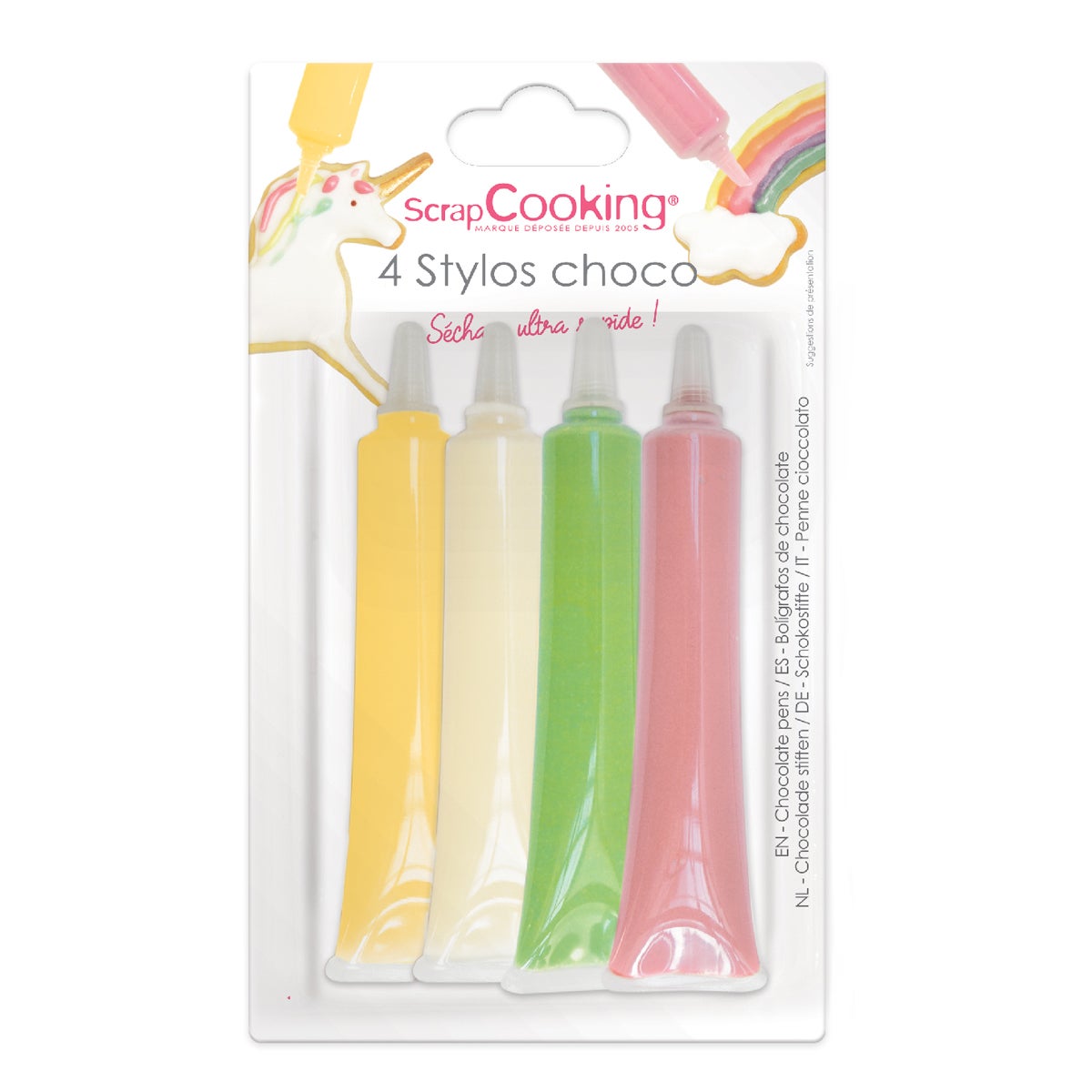 ScrapCooking Choco Tubes Roze/Groen/Geel/Wit Set/4