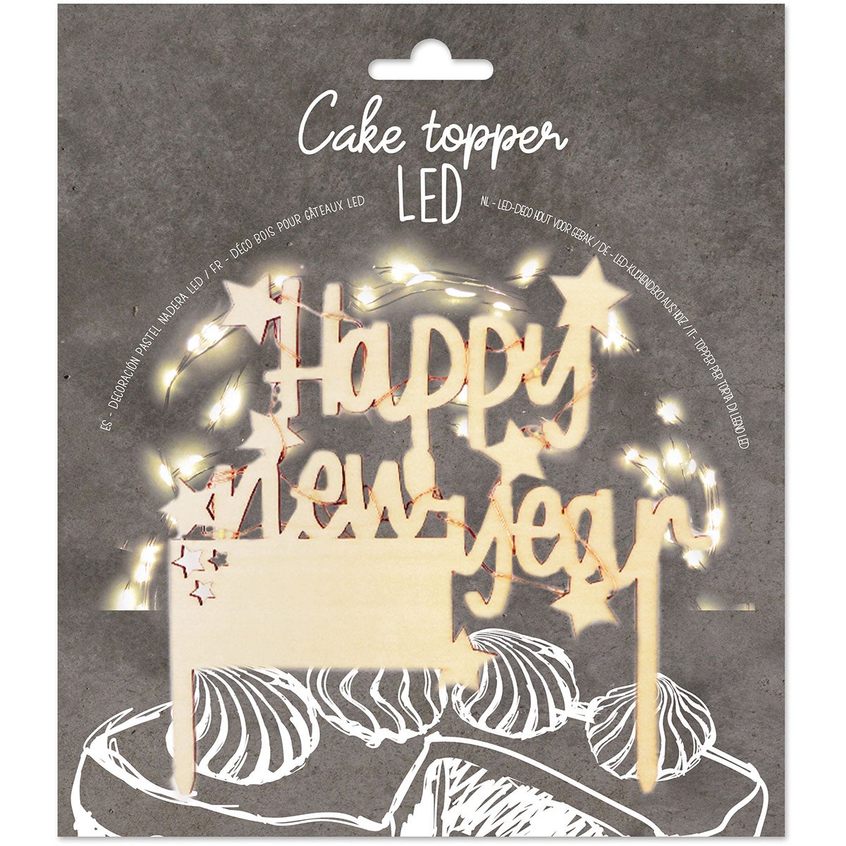 ScrapCooking Cake topper LED Happy New Year