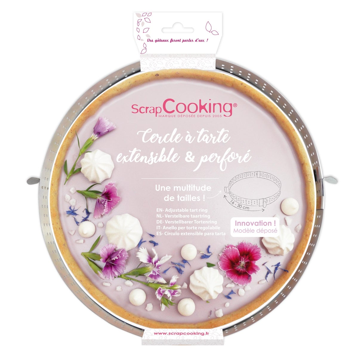Scrapcooking Adjustable Tart Ring S/S Ø16-30cm