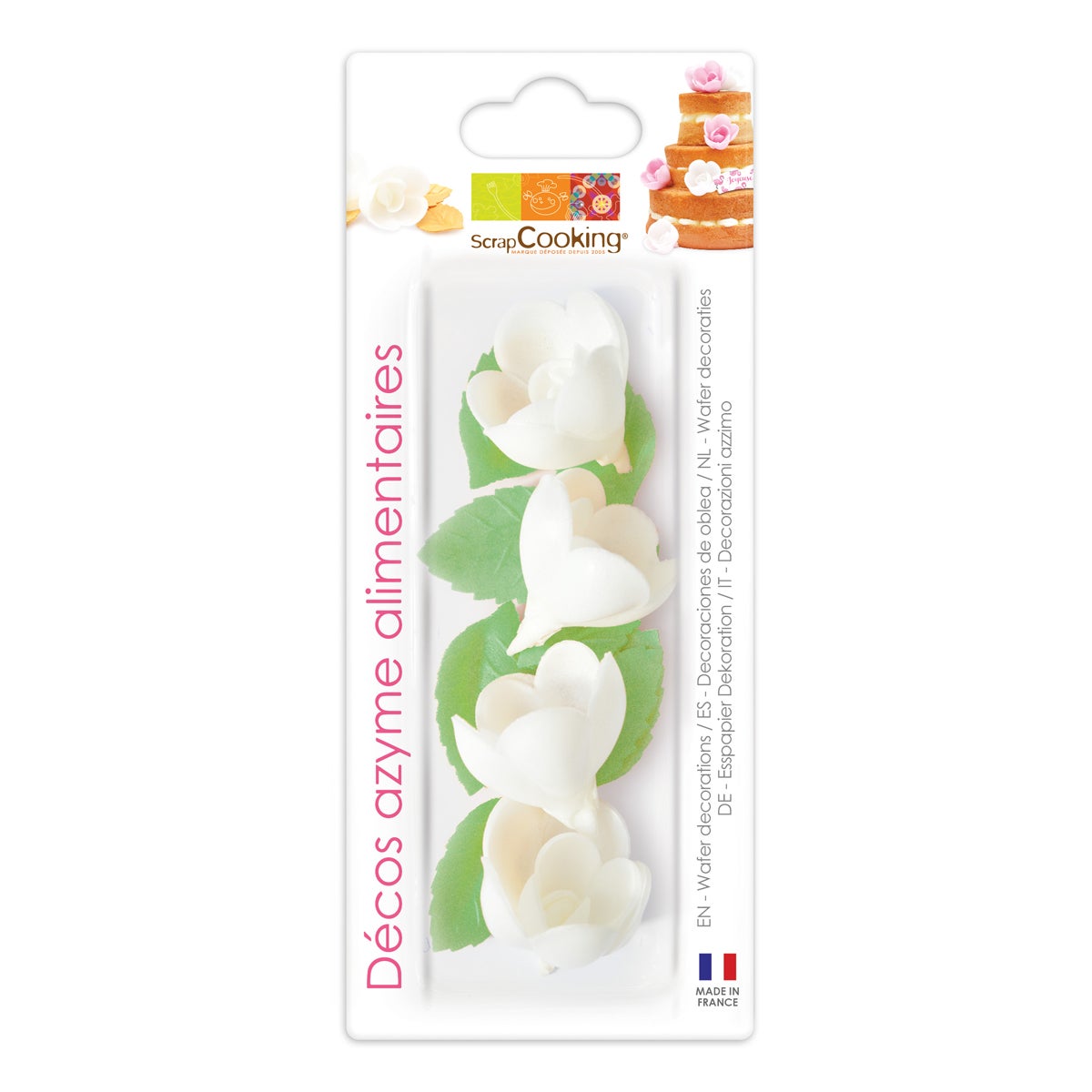Scrapcooking Wafer Decoration White Rose & Leaf Set/10