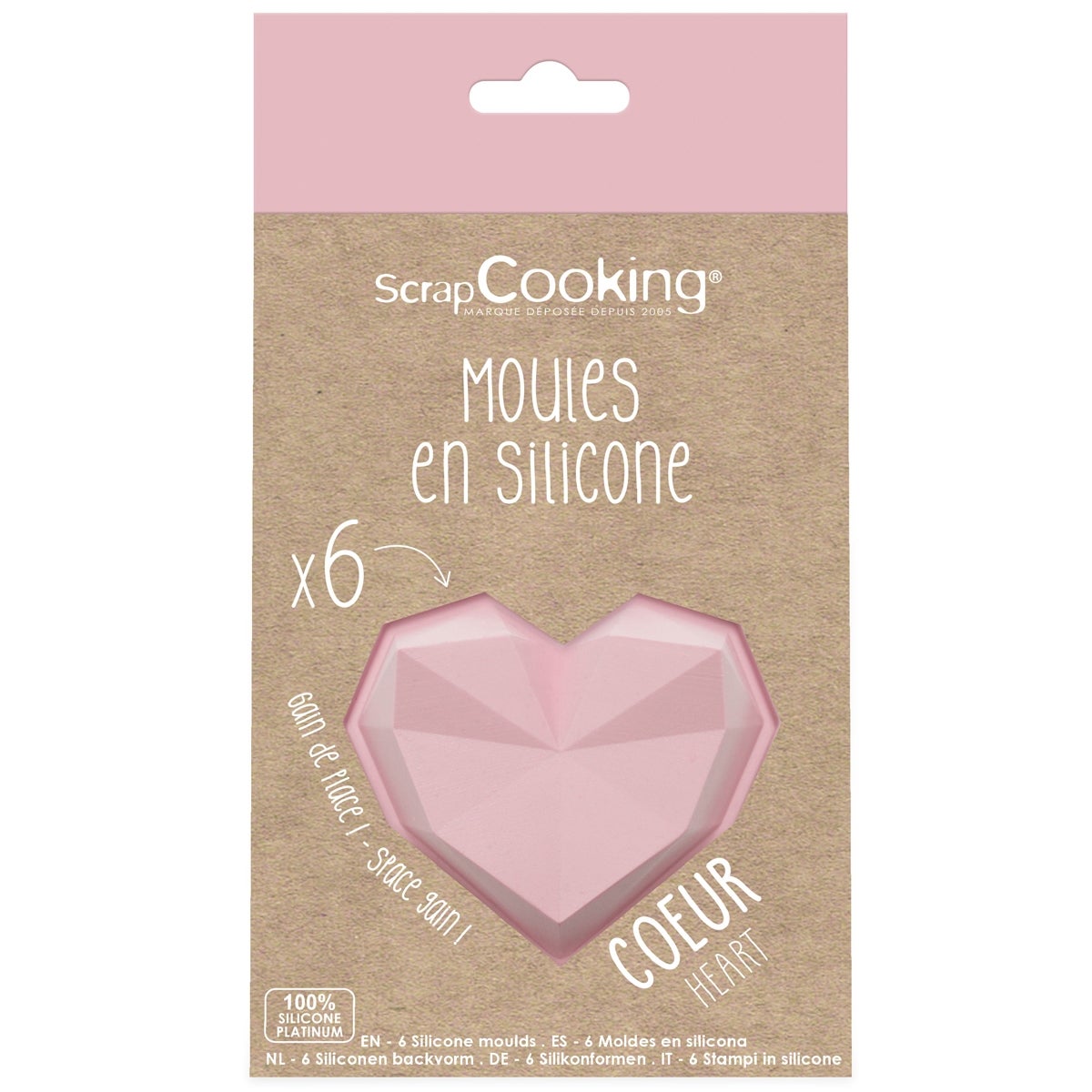 ScrapCooking Silicone Moulds Diamond Hearts Set/6