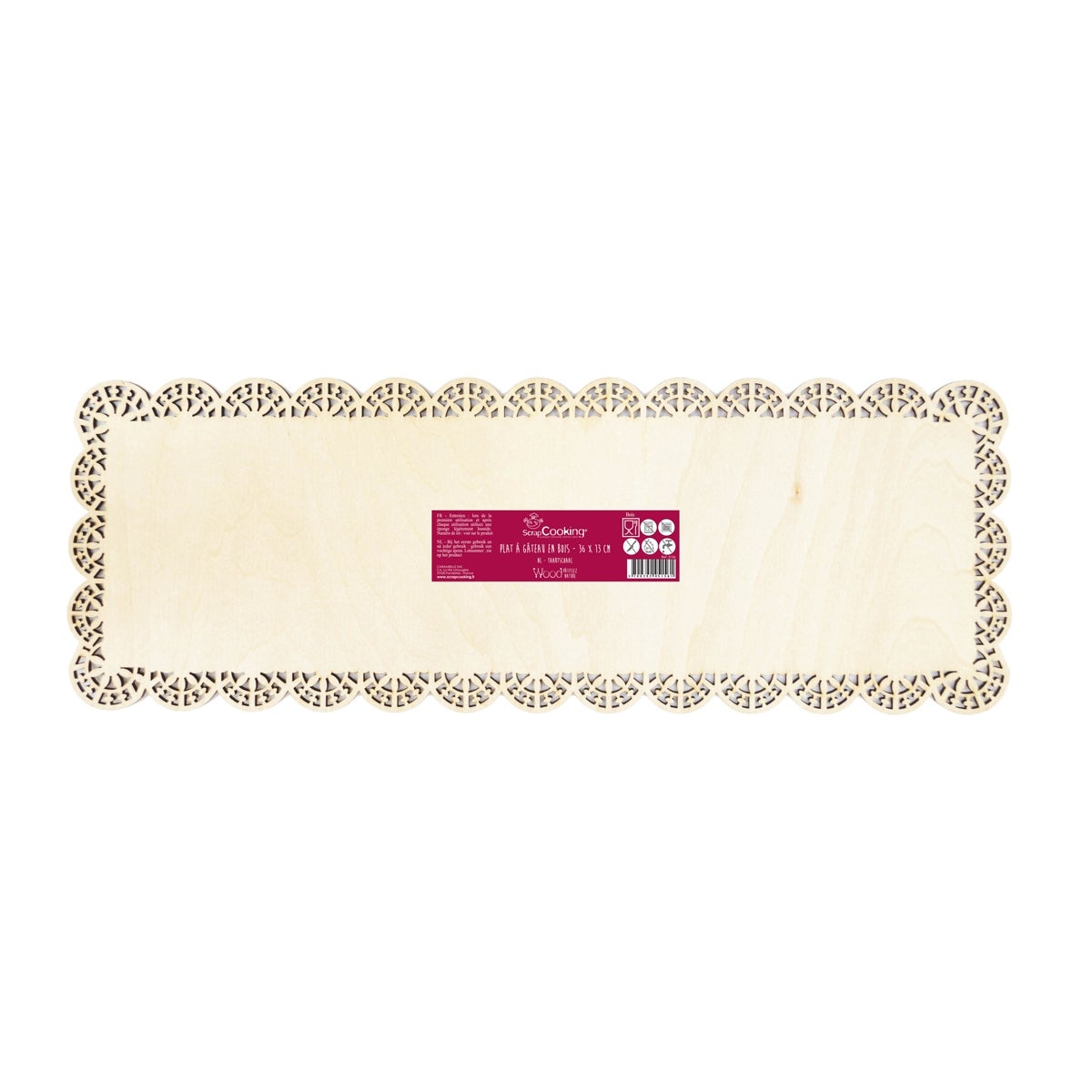 Scrapcooking Wooden Plate with Lace Cut 36x13cm