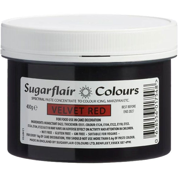Sugarflair Eetbare Kleurstof Pasta Velvet Rood 400g