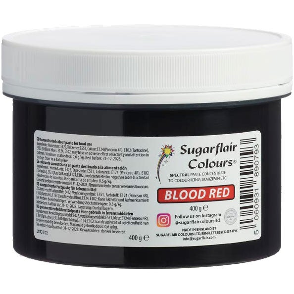 Sugarflair Eetbare Kleurstof Pasta Bloed Rood, 400 g