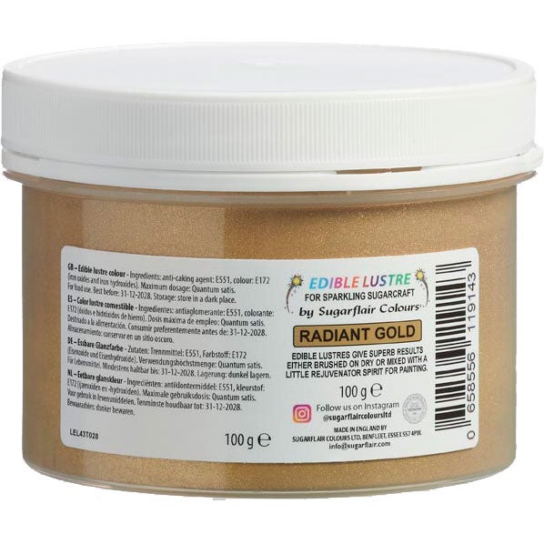 Sugarflair Edible Lustre Radiant Gold, 100 g