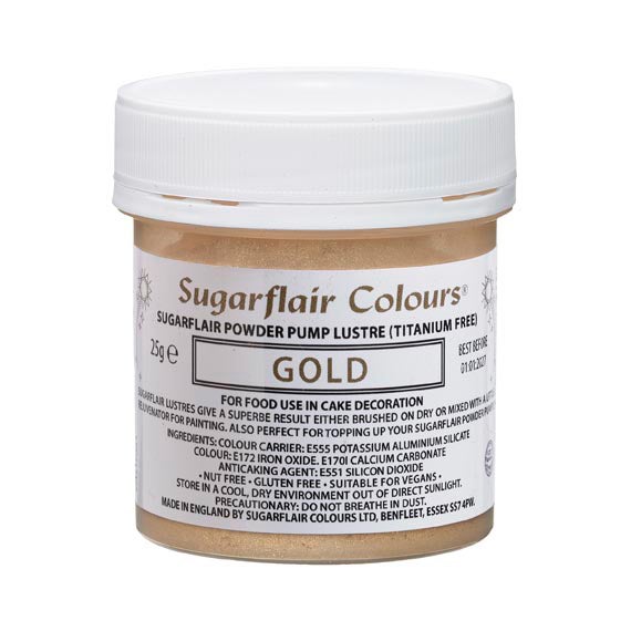 Sugarflair Pomp Spray Navulling Goud 25g